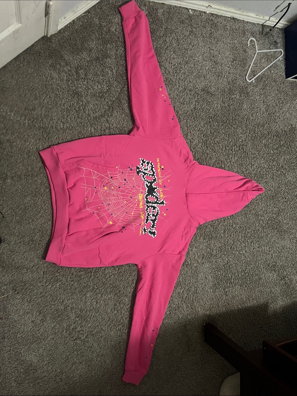 Girls' Pink Hoodie with Spiderweb Graphic